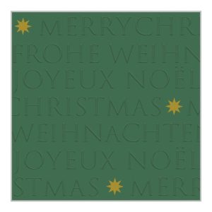 SERVIETTE CHRISTMAS GREEN RELIEF 33X33