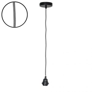 SUSPENSION DOUILLE ROSACE NOIR