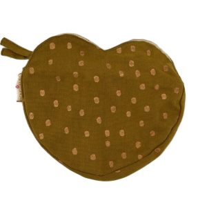 POCHETTE COEUR DOTS VIEIL OR