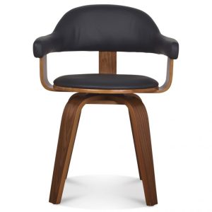 CHAISE SUEDOISE NOIRE PIVOTANTE PIED FACON WALNUT