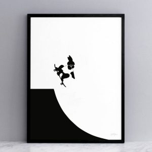 POSTER RABBIT SKATEBOARDING