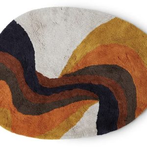 TAPIS BATH  MAT OVALE NOIR ET ROUGE 90X120CM