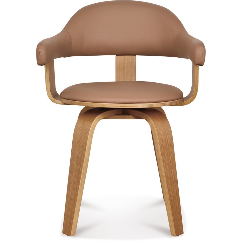 CHAISE SUEDOISE BEIGE PIVOTANTE PIED HETRE