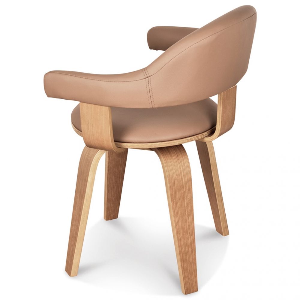 CHAISE SUEDOISE BEIGE PIVOTANTE PIED HETRE – Image 3