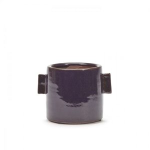 POT DE FLEUR S EMAILLE AUBERGINE