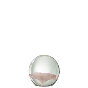 PRESSE PAPIER ROSE VERRE