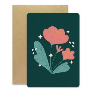 CARTE PIVOINE FOND VERT