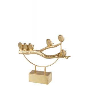 OISEAU SUR BRANCHE BASE RESINE OR