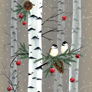 SERVIETTE BIRCH AND BIRDS 33X33