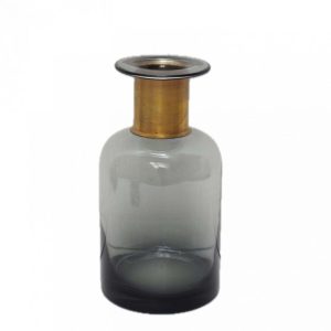 BOUTEILLE GRISE DE PHARMACIE COL DORE