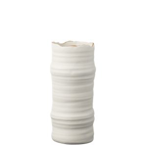 VASE PORCELAINE BLANC BORD OR PM