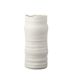 VASE PORCELAINE BLANC BORD OR GM