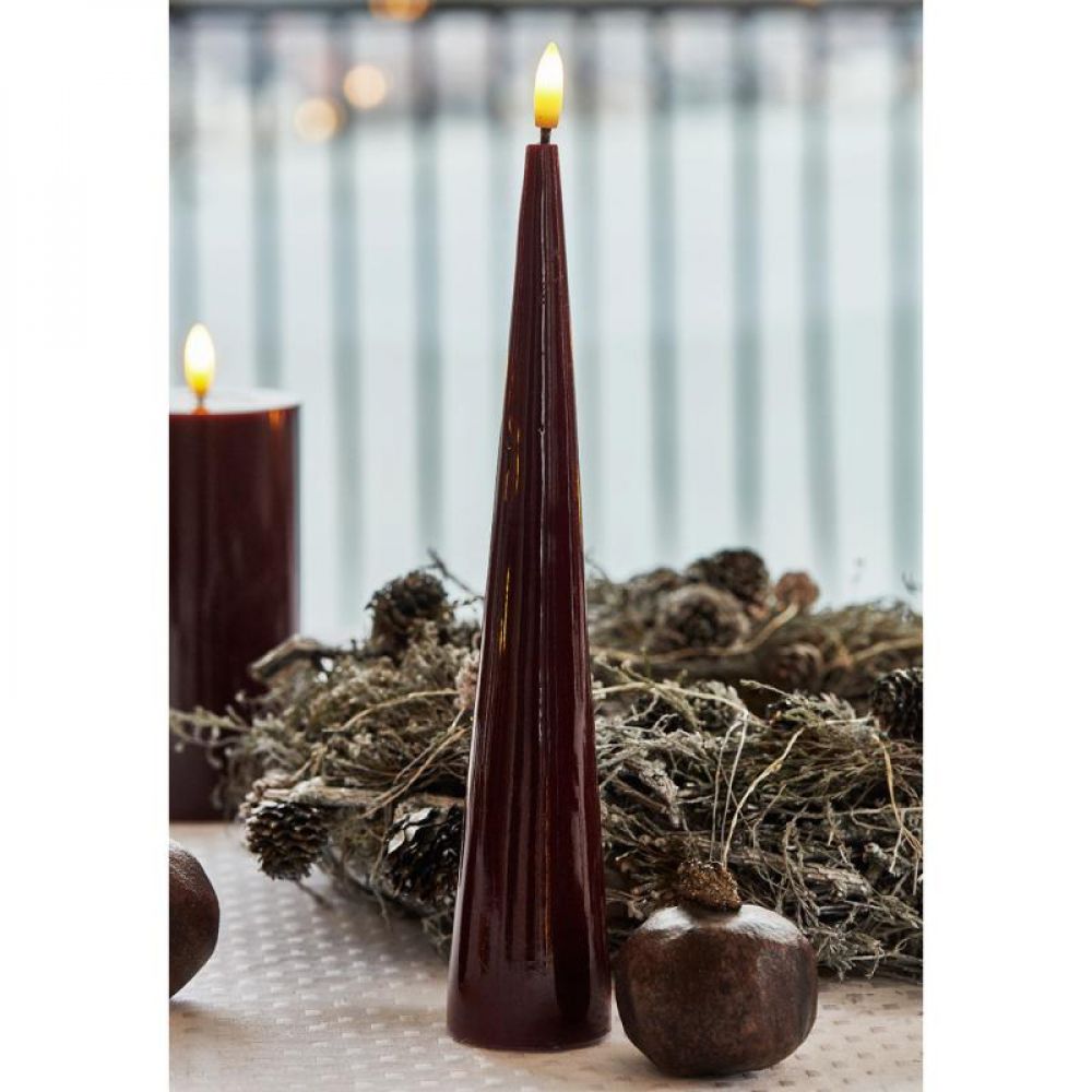 BOUGIE CONIQUE SILLE BORDEAUX H17CM