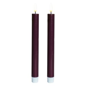 BOUGIE CHANDELLE SILLE BORDEAUX SET DE 2 H22CM