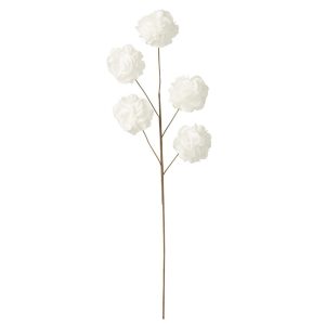 FLEUR BRANCHE 5 POMPONS EVA BLANC