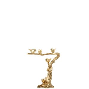 OISEAU SUR BRANCHE BOIS OR