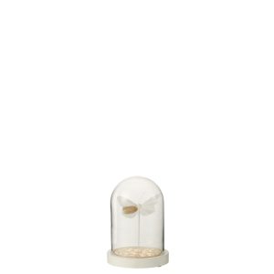 CLOCHE PAPILLON VERRE BLANC OR S