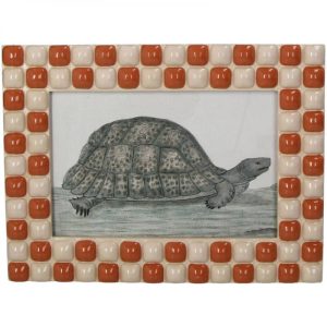 CADRE PHOTO MOSAIQUE ORANGE ET BEIGE