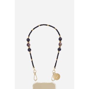CHAINE IRIS PERLES NOIRES 40 CM