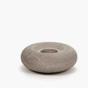 BOUGEOIR BRICK BETON ROND GRIS D7,5CM