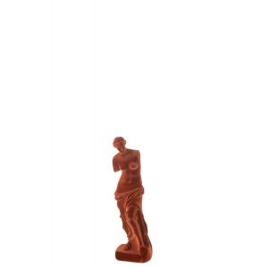 STATUE FEMME GRECQUE RESINE VELOURS BORDEAUX