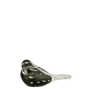 OISEAU EN VERRE BLANC NOIR L