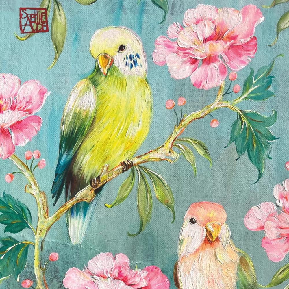 SERVIETTE PERRUCHES 25X25