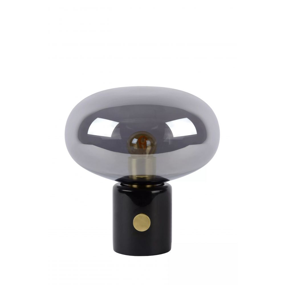 LAMPE CHARLIZE GLOBE VERRE FUME PIED MARBRE NOIR – Image 2
