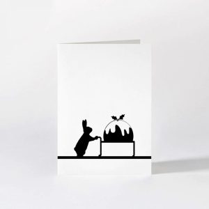 CARTE RABBIT CHRISTMAS PUDDING