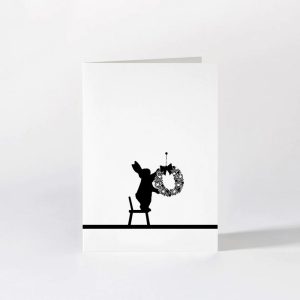 CARTE RABBIT CHRISTMAS WREATH