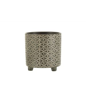 CACHE POT FLEUR CÉRAMIQUE GRIS BLEU