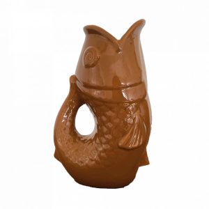 VASE CERAMIC POISSON GM MARRON SEVENTIES