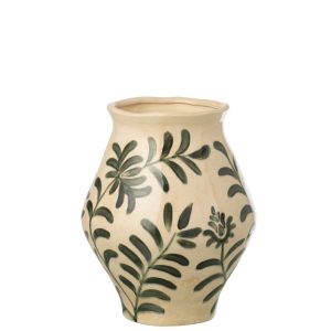 VASE FEUILLE GRES VERT FONCE