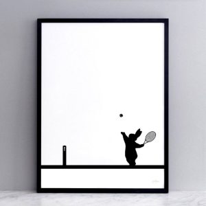 POSTER RABBIT TENNIS