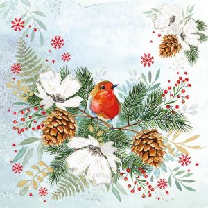 SERVIETTE WINTER BIRDY 33X33