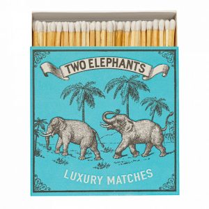 ALLUMETTES CARREE TWO ELEPHANTS ON BLUE