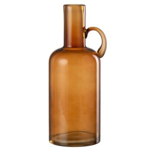 VASE CYLINDRE ANSE VERRE MARRON