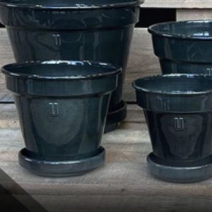 POT CONIQUE METAL AVEC SOUCOUPE GRIS