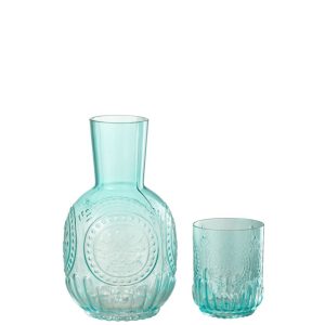CARAFE+VERRE MAYA VERRE TURQUOISE
