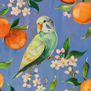 SERVIETTE PERRUCHE ET ORANGES 33X33