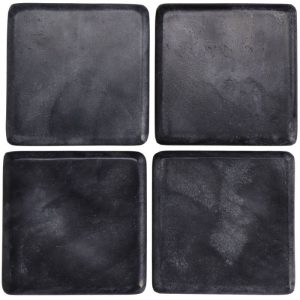 SOUS VERRES CARRES QUARTZ NOIR SET DE 4