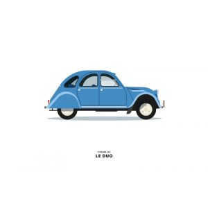 CARTE LE DUO CITROEN 2CV BLEUE