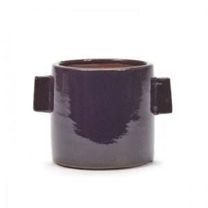 POT DE FLEUR M EMAILLE AUBERGINE