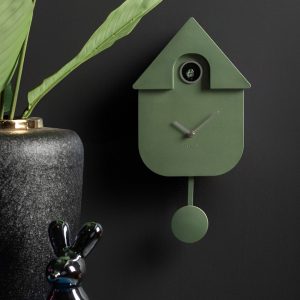 HORLOGE COUCOU VERT METALLISE