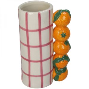 VASE ROSE ET BLANC MANDARINE