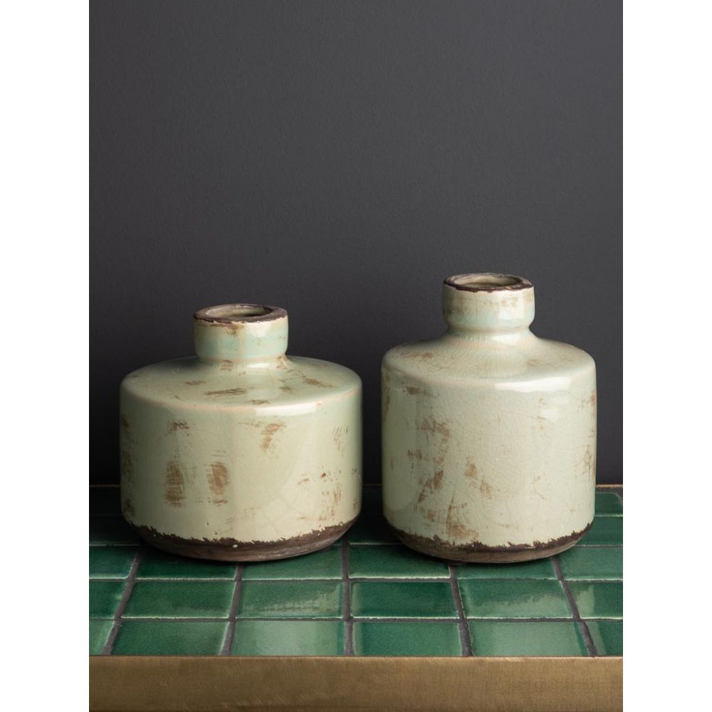VASE BOUTEILLE VERT DE GRIS LARGE – Image 2