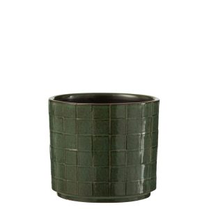 CACHE POT CARRE CERAMIC VERT