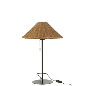 LAMPE METAL/ROTIN NOIR/NATUREL
