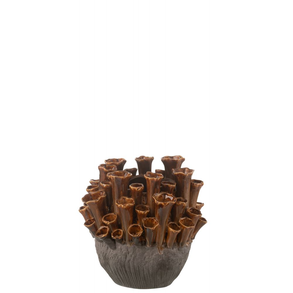 VASE ANEMONE MARRON/GRIS S