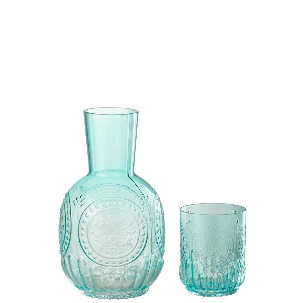 CARAFE+VERRE MAYA VERRE TURQUOISE